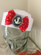 Load image into Gallery viewer, AHOY SAILOR ⚓️ doughboy sailor  hat - red bow
