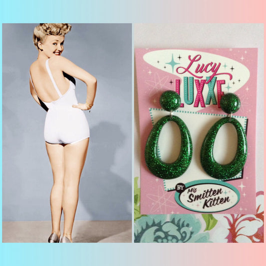 BIG BETTY - green glitter hoops