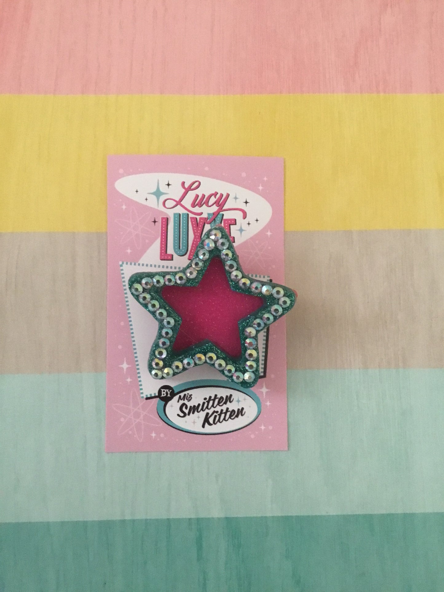 SHOOTING STAR - star brooch - teal / hot pink