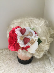 KEY TO MY HEART - large flower cluster  - valentine inspired