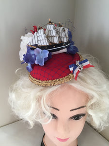 SHIP AHOY - nautical inspired fascinator/ pillbox hat