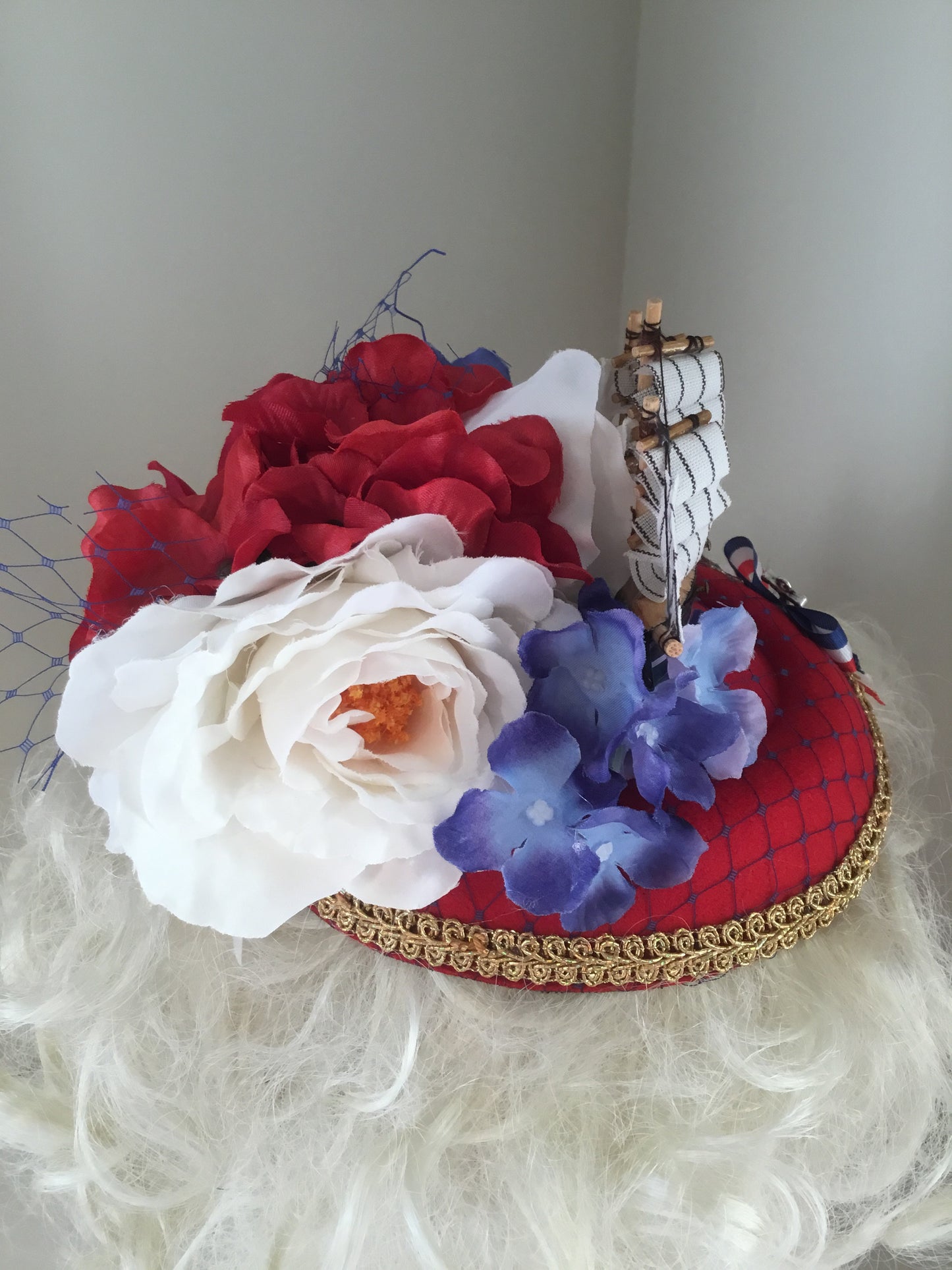 SHIP AHOY - nautical inspired fascinator/ pillbox hat