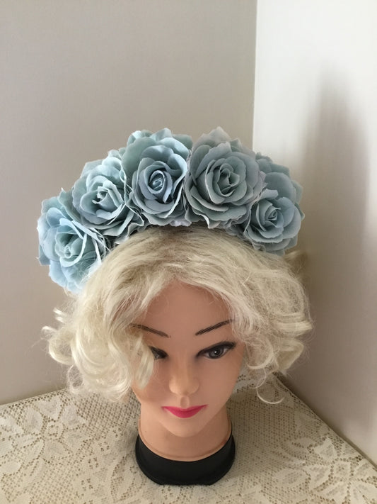 FRIDA - rose flowercrown  - eggshell blue