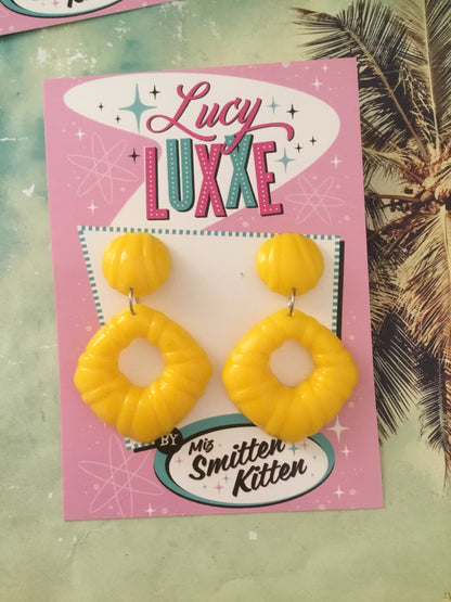 DOROTHY - bamboo style hoop earrings - yellow