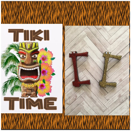 C - TIKI font initial brooch , exclusive design - various colours