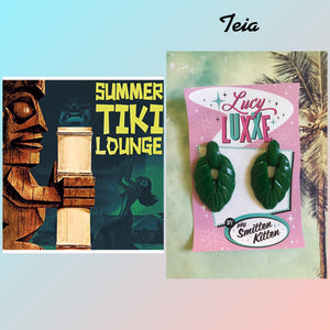 TEIA - tiki lounge earrings - Emerald green