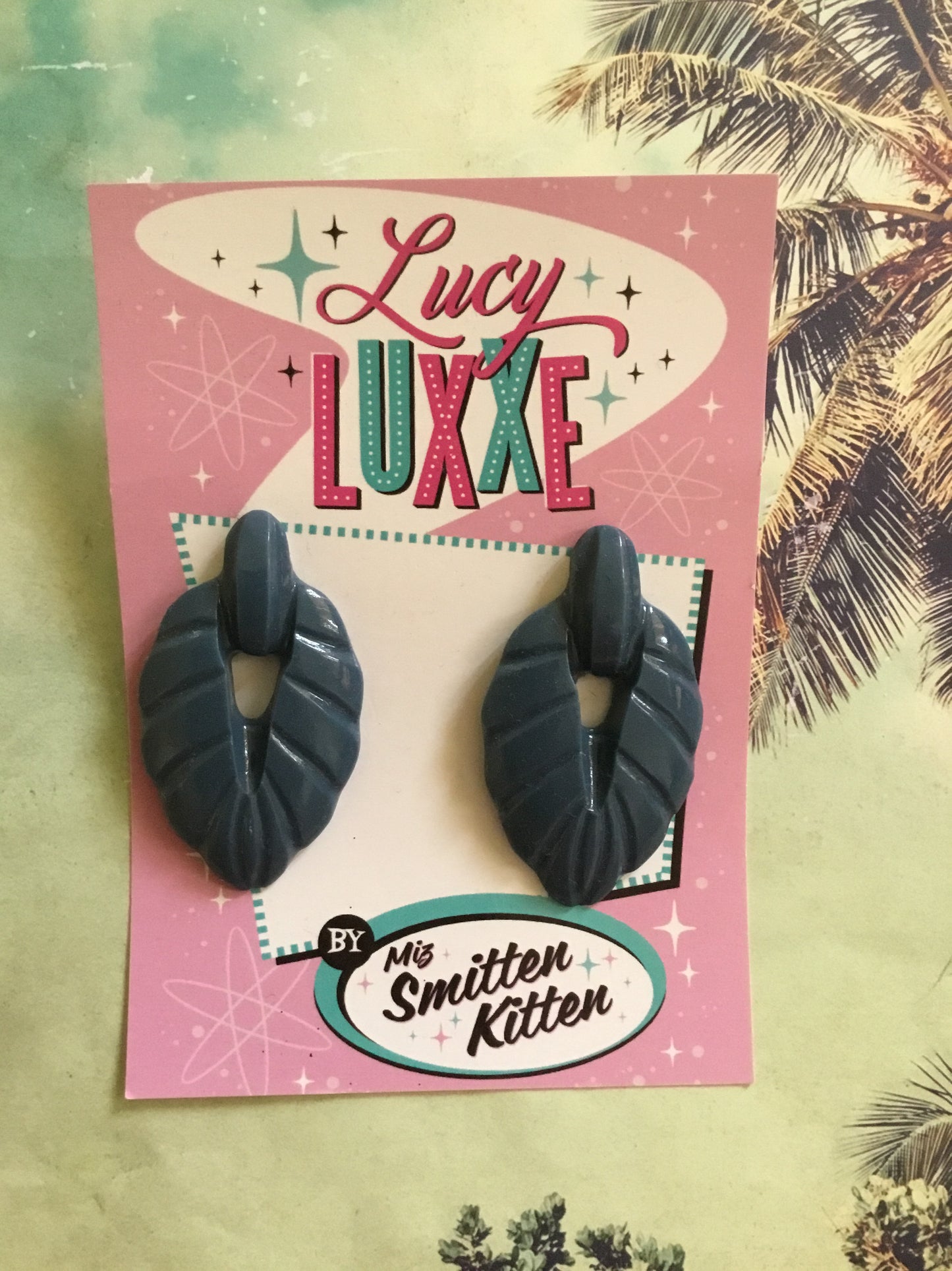 TEIA - tiki lounge earrings - Slate Grey