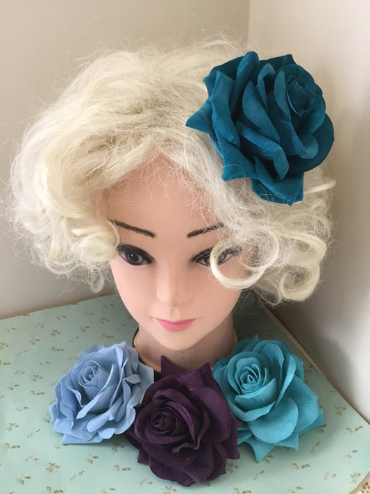 Big vintage inspired single rose hairflower  - various colours