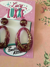Load image into Gallery viewer, BIG BETTY - gold thread hoop earrings - grape
