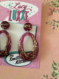 BIG BETTY - gold thread hoop earrings - grape