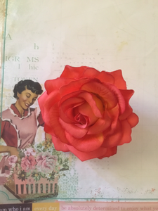 Soft single rose hairflower clip - various colours