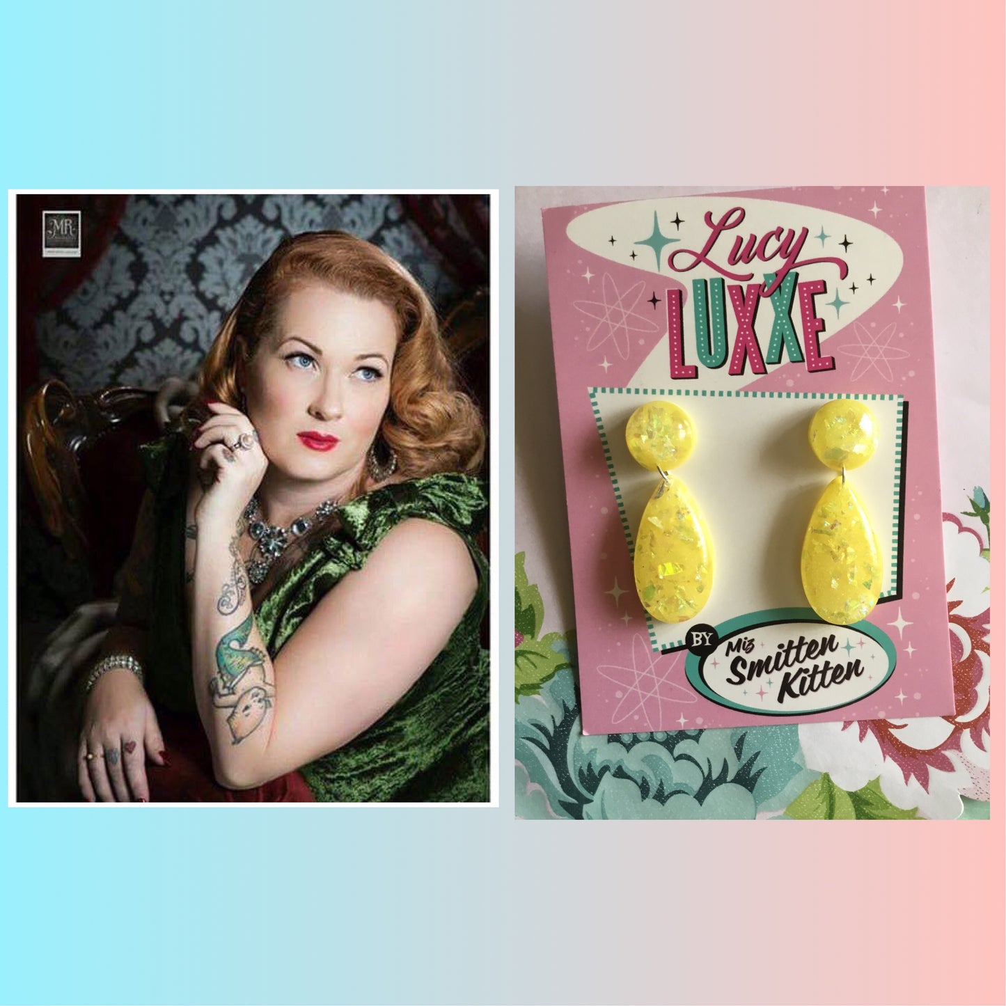 BREE - confetti lucite earrings - yellow