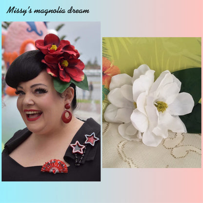 MISSY’S magnolia dream - double magnolia cluster hairflower - White