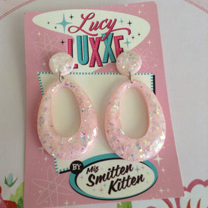 BIG BETTY - baby pink confetti lucite hoops