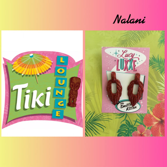 NALANI - tiki lounge earrings - Red glitter