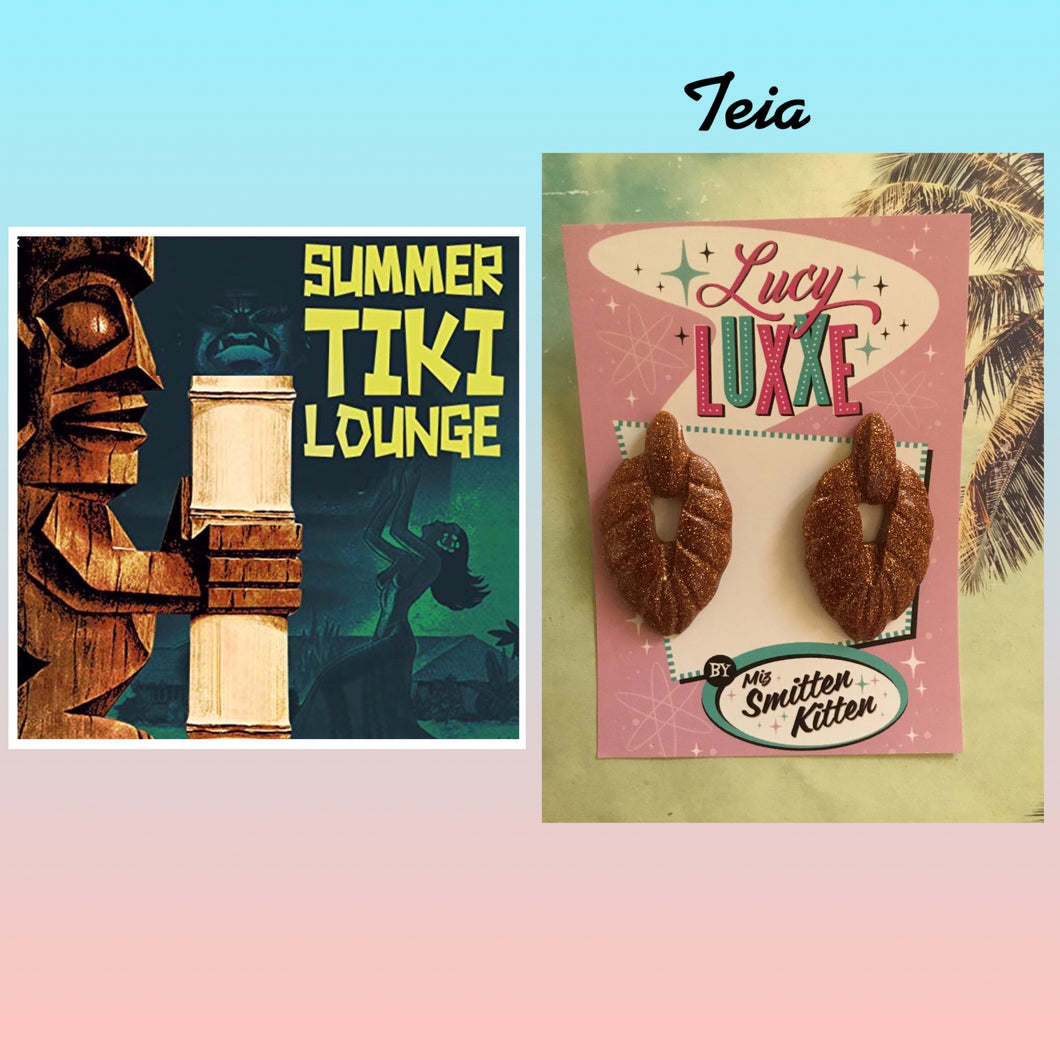 TEIA- Tiki lounge earrings - Bronze glitter