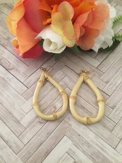 TEARDROP shaped bamboo earrings - hoops