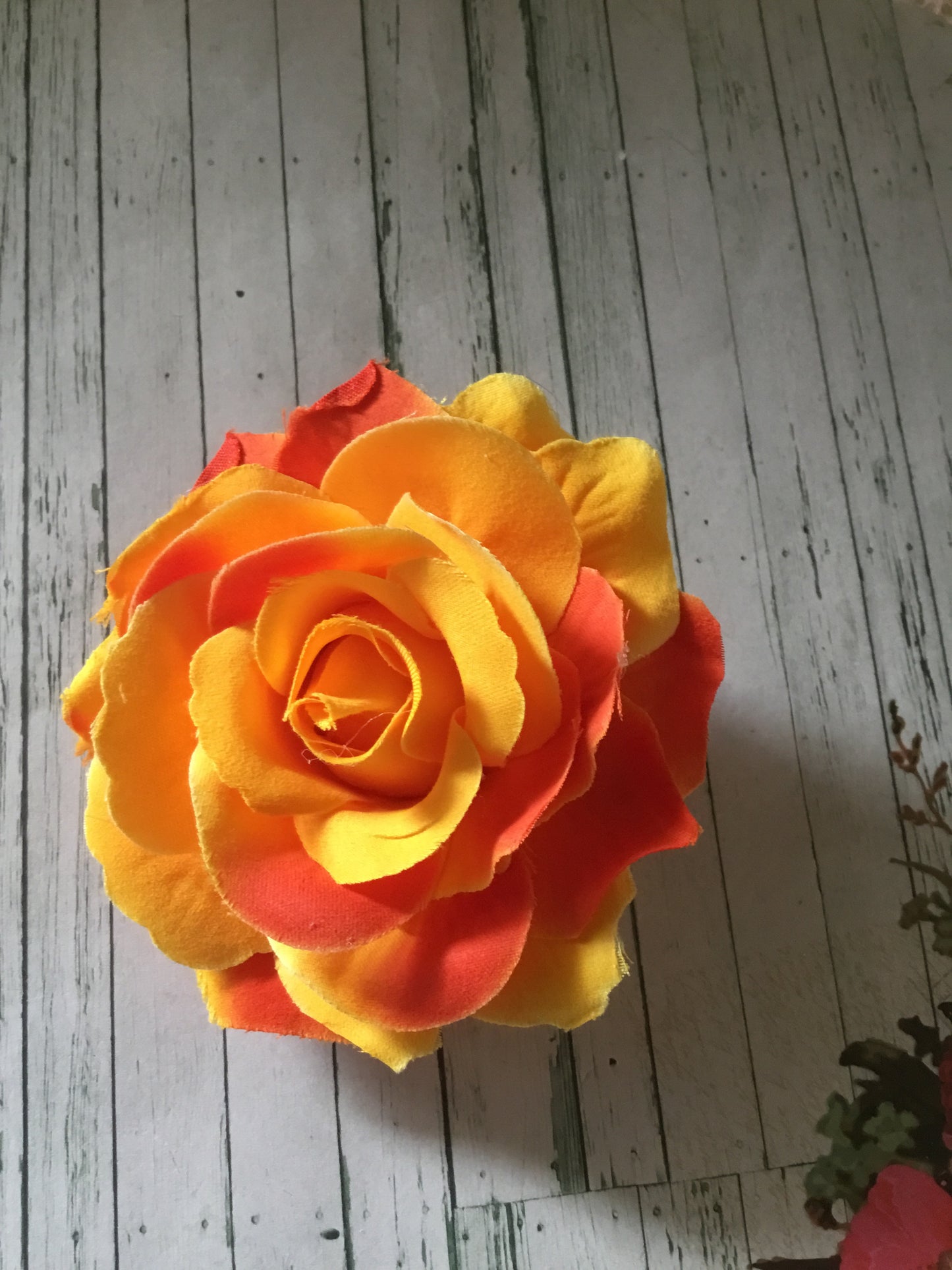 Soft single rose hairflower clip - various colours