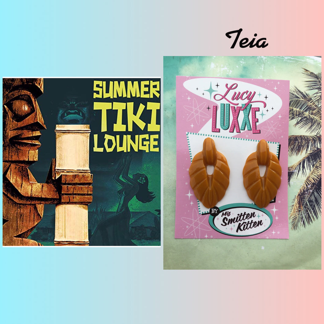 TEIA - tiki lounge earrings - Dark butterscotch