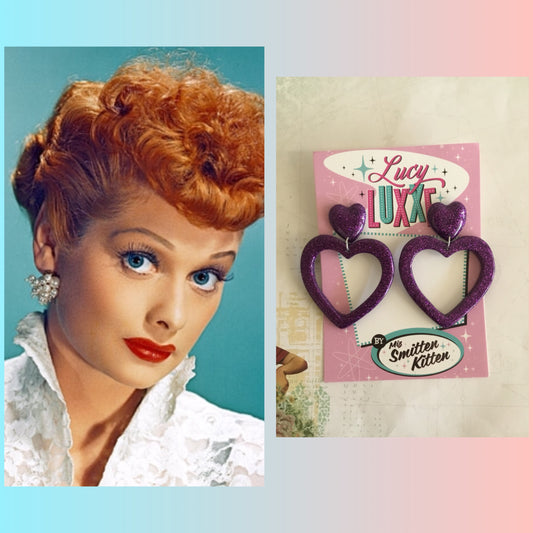 LUCILLE - love yourself heart earrings - PURPLE