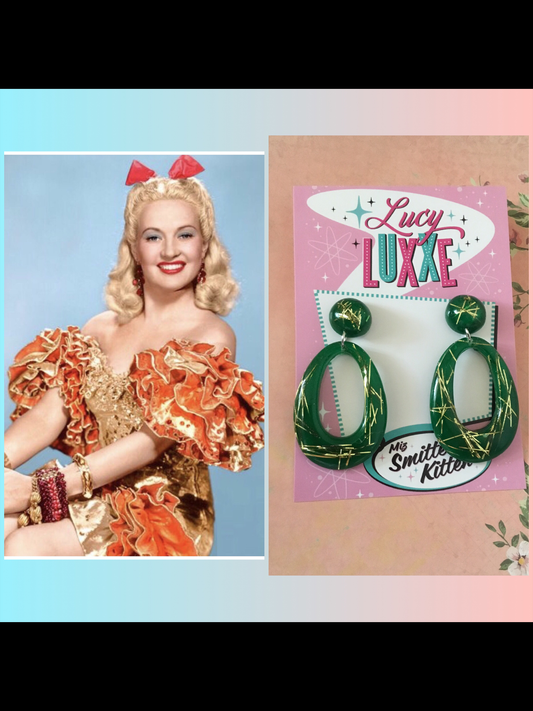 BIG BETTY - gold thread hoop earrings - dark green