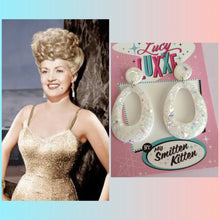 Load image into Gallery viewer, BIG BETTY - White confetti lucite hoops
