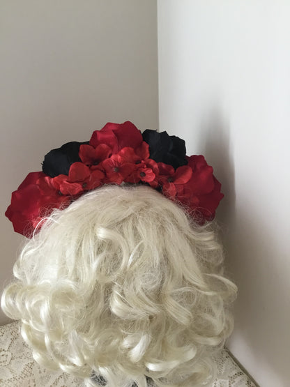 FRIDA - rose flowercrown  - red / black