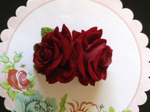 ROSIE - double velvet rose comb - Claret