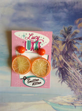 Load image into Gallery viewer, TUTTI FRUITTI - Orange fruit slice earrings with resin dome
