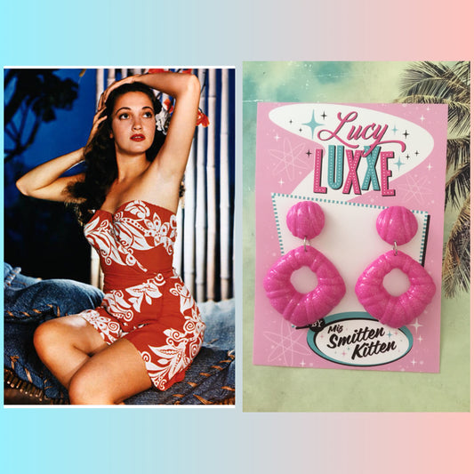 DOROTHY - bamboo style hoop earrings - hot pink