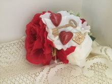 Load image into Gallery viewer, KEY TO MY HEART - large flower cluster  - valentine inspired
