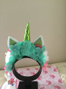 UNICORN 🦄 - flower crown handmade - Green horn