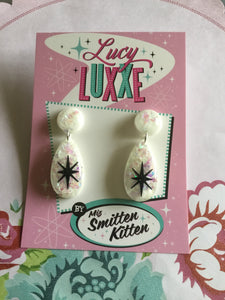 BREE - confetti lucite atomic starburst earrings - white