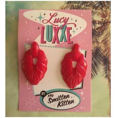 TEIA - tiki lounge earrings - Red