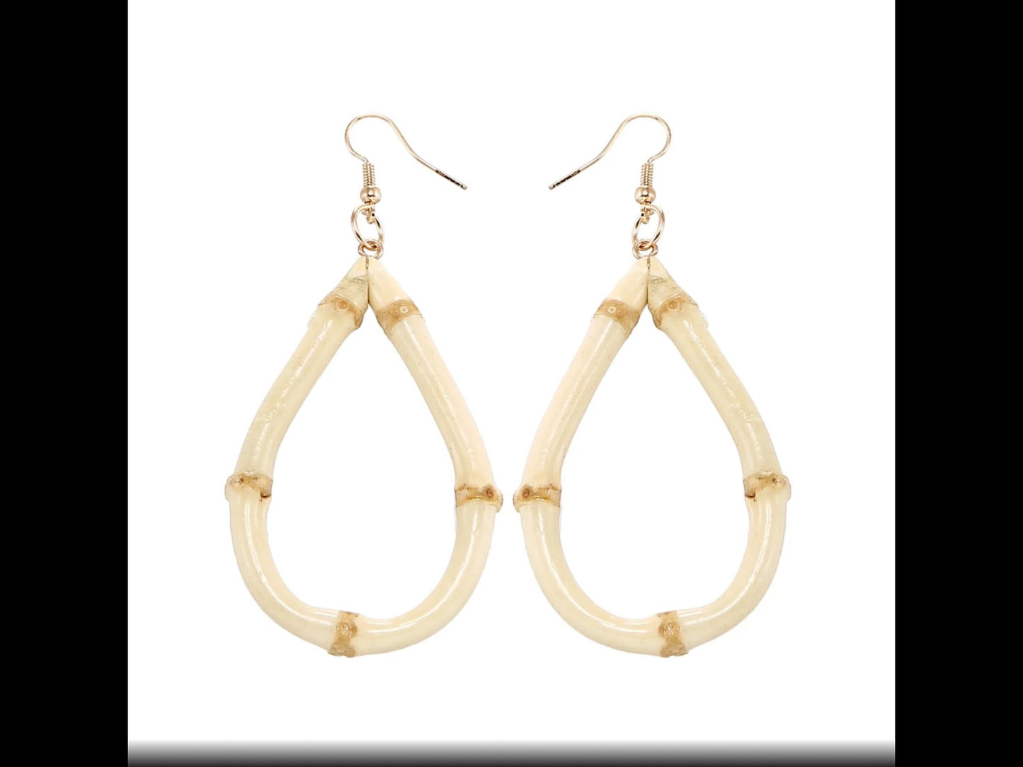 TEARDROP shaped bamboo earrings - hoops