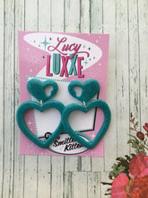 Load image into Gallery viewer, BRIGITTE - hold my heart hoop earrings - teal
