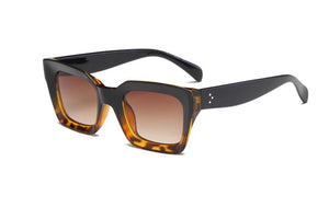 Retro square frame sunglasses - BLACK LEOPARD
