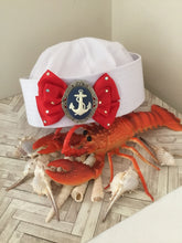 Load image into Gallery viewer, AHOY SAILOR ⚓️ doughboy sailor  hat - red bow
