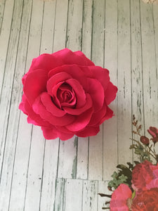 Soft single rose hairflower clip - various colours