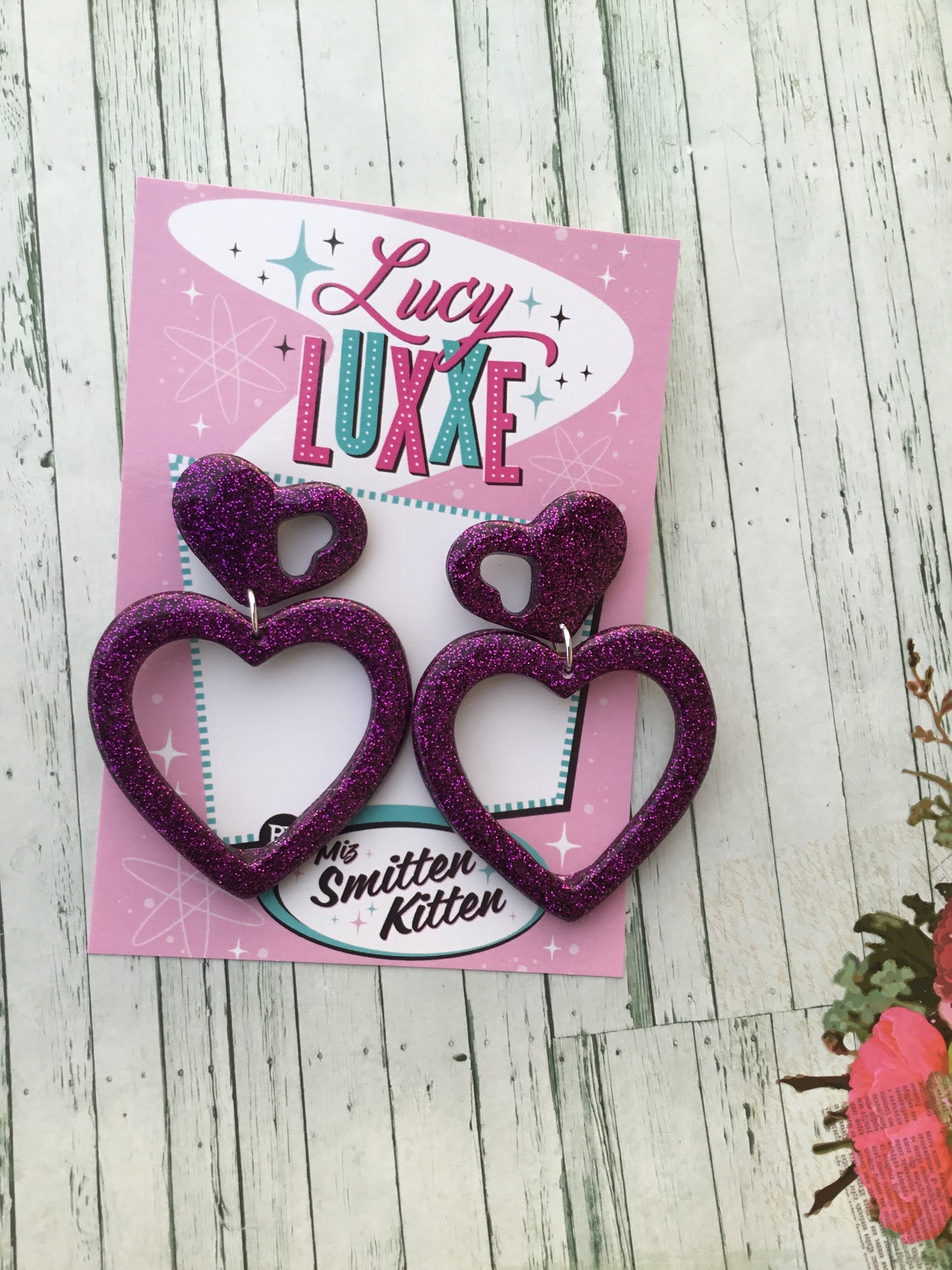 BRIGITTE - hold my heart hoop earrings - purple