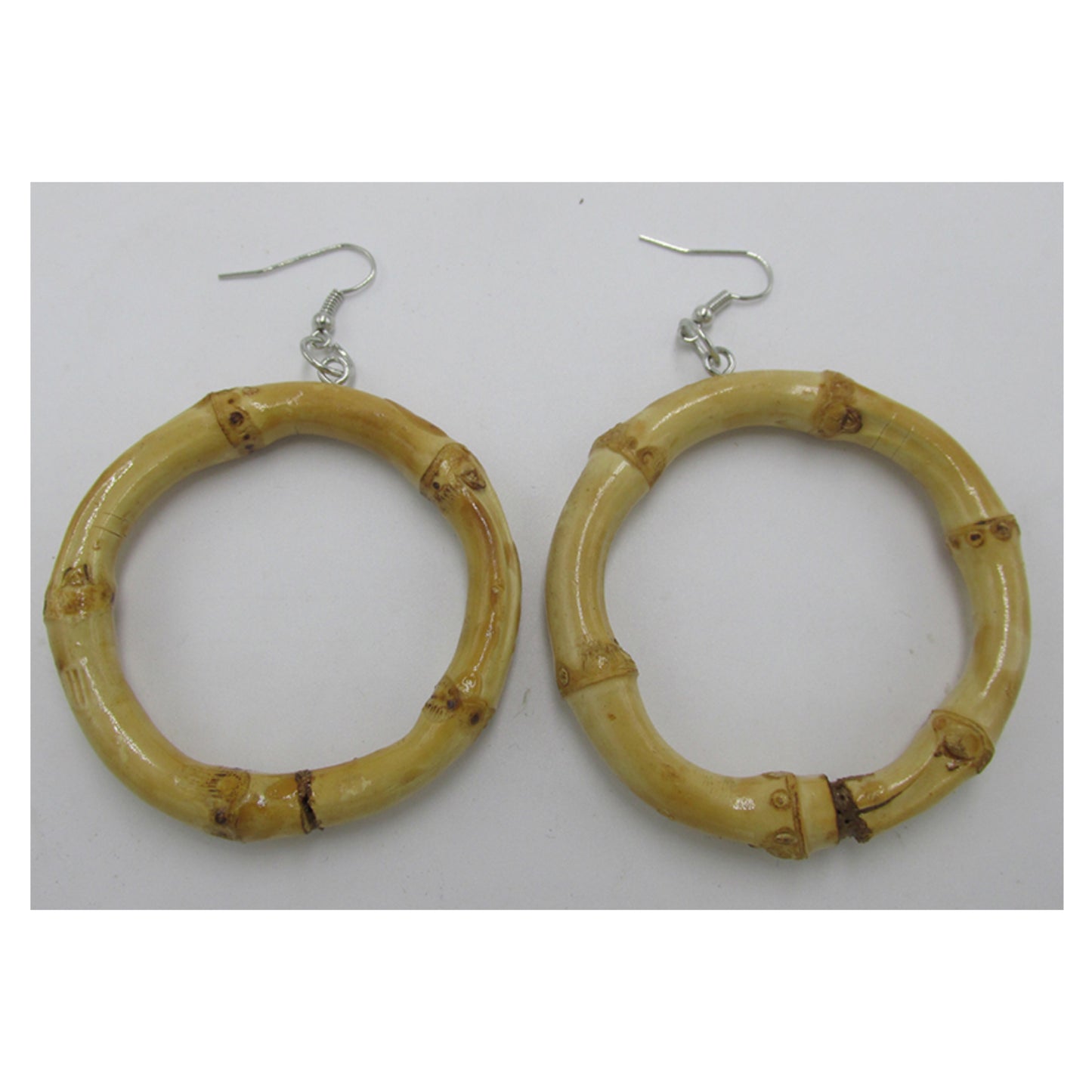 BIG bamboo hoops - tiki inspired - natural