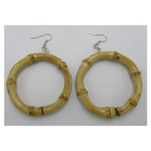 Load image into Gallery viewer, BIG bamboo hoops - tiki inspired - natural
