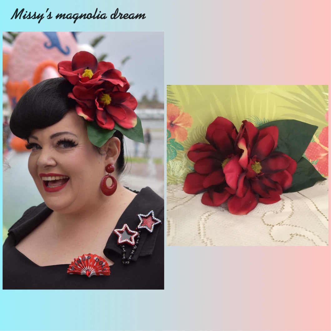 MISSY’S magnolia dream - double magnolia cluster hairflower - Red