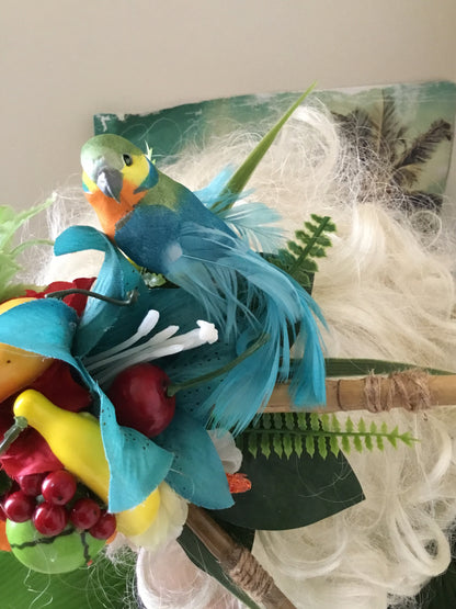 MARLEY- Parrot and pineapple large bespoke tropical cluster hairpiece