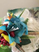 Load image into Gallery viewer, MARLEY- Parrot and pineapple large bespoke tropical cluster hairpiece
