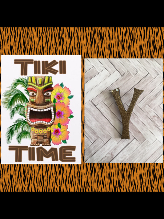 Y - TIKI font initial brooch , exclusive design - various colours