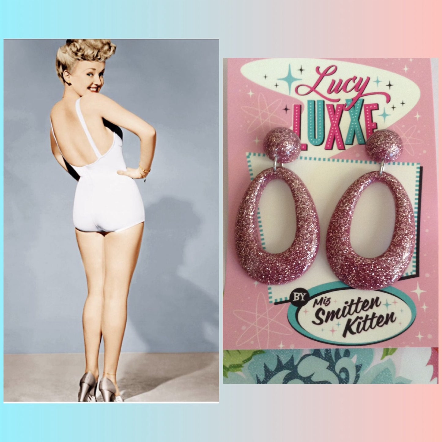 BIG BETTY - pink glitter hoops