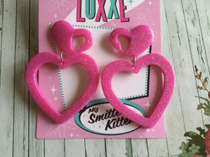 BRIGITTE - hold my heart hoop earrings - bubblegum pink