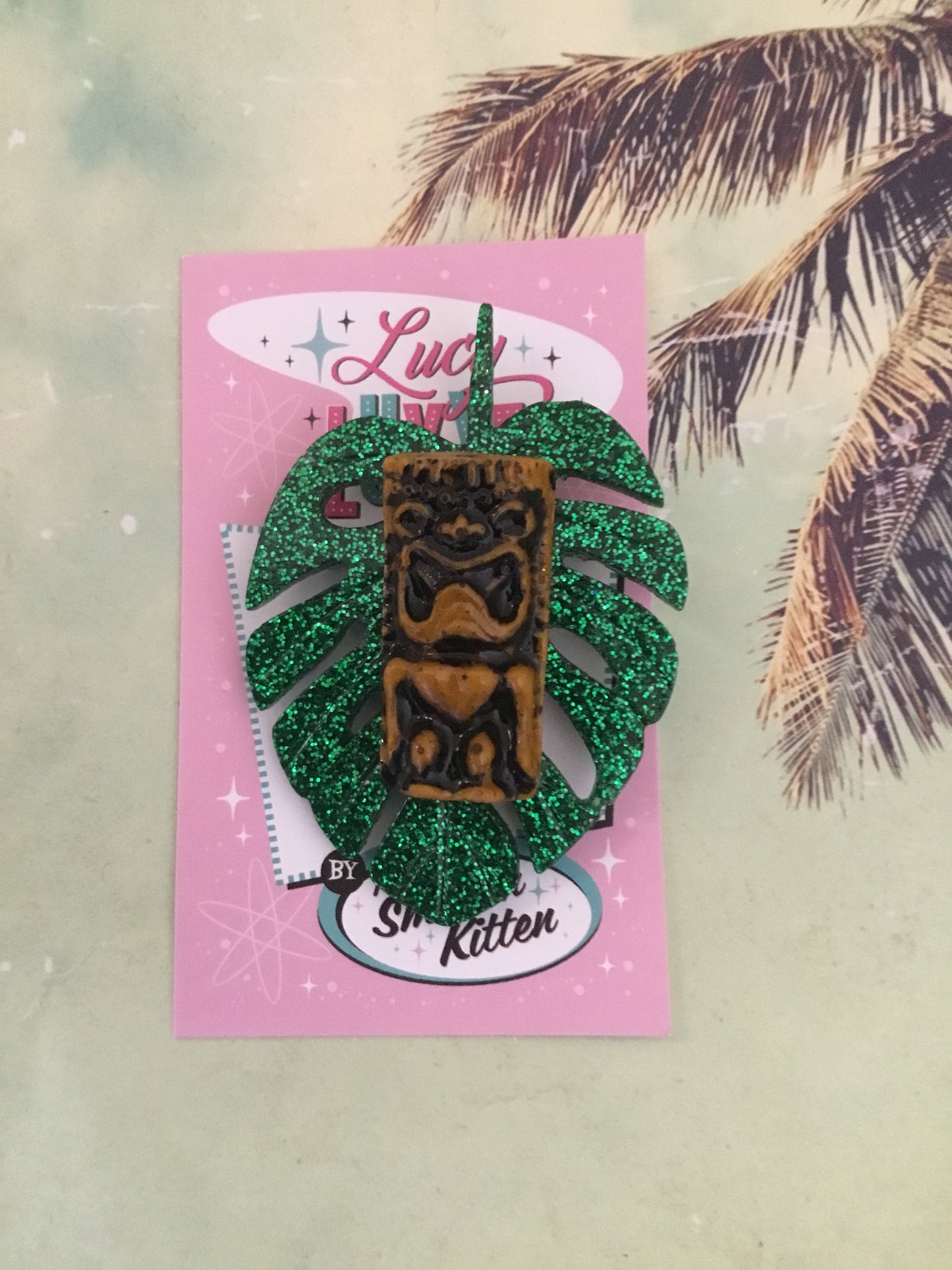 TIKI & MONSTERA leaf - brooch