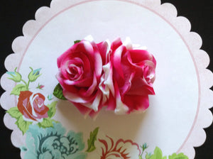 ROSIE - double velvet rose comb - Hot pink